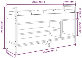 Banco sapateira 105,5x32x57,5cm deriv madeira carvalho castanho