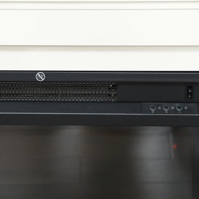 Lareira Elétrica com Efeito de Chama de 5 Níveis de Brilho e 12 Cores Decorativa 1000/2000W Temporizador para 30 m² 98x25x80 cm Branco