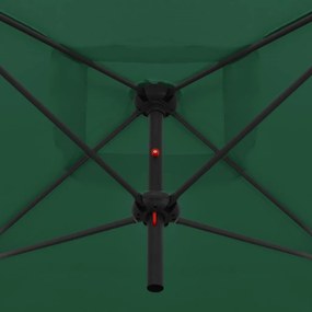 Guarda-sol duplo com mastro de aço 250x250 cm verde