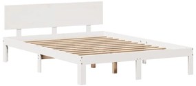 Cama com estante sem colchão 140x200 cm pinho maciço branco