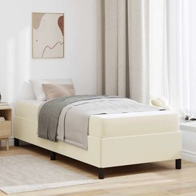 vidaXL Estrutura da Cama com colchão Creme 90 x 200 cm tecido