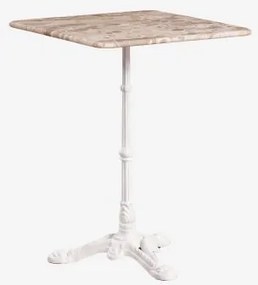 Mesa De Bar Quadrada Em Pedra Natural Azteca 60 X 60 Cm & Mármore Bege Panther - Branco Glacial - Sklum