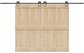 Kit de ferragens para porta deslizante 366 cm aço preto