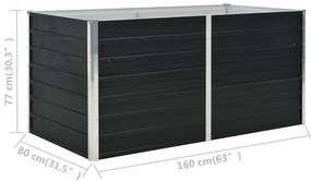 Canteiro jardim elevado 160x80x77 cm aço galvanizado antracite