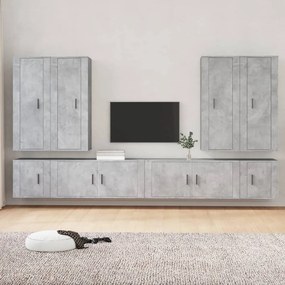 vidaXL Conjunto móveis de TV 8 pcs madeira processada cinzento cimento