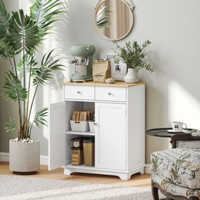 Aparador para sala de estar com armários com portas 68 C x 40,3 L x 85 A cm 2 gavetas e prateleira ajustável; armário de arrumação para sala de estar,