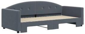 Sofá-cama com gavetão 90x190 cm veludo cinzento-escuro