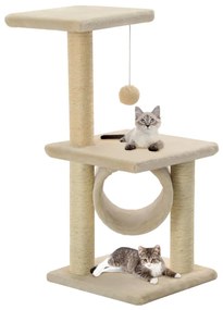 Árvore para gatos c/ postes arranhadores sisal 65 cm bege