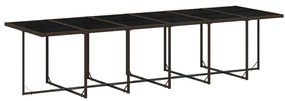 13 pcs conjunto jantar p/ jardim c/ almofadões vime PE castanho