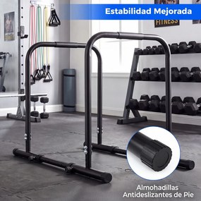 Barras Paralelas Verticais para Calistenia, 80 x 86-126 x 81,5-88,5 cm, Altura Ajustável, Preto