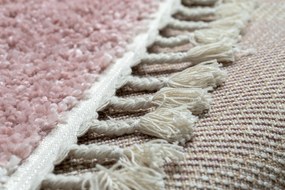 Tapete BERBER TROIK A0010 cor de rosa/branco Franjas berbere marroquino shaggy