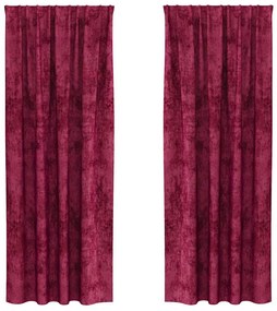Cortinas de Veludo 2 Peças com Ilhós Vermelho Vinho 245x140 cm
