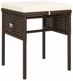 6 pcs conj. lounge jardim c/ almofadões 6 pcs vime PE castanho