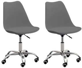 vidaXL Cadeiras de escritório 2 pcs couro artificial cinzento
