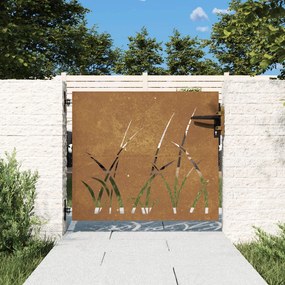 Portão de jardim 85x75 cm aço corten design erva