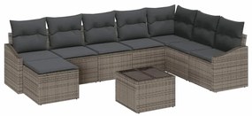 Conjunto de Sofás de Jardim com 8 peças e Almofadas Pretas em Rattan