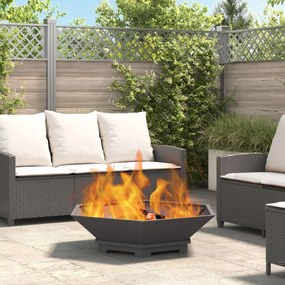 Fogueira Hexagonal vidaXL Preta 100x100x28 cm Aço