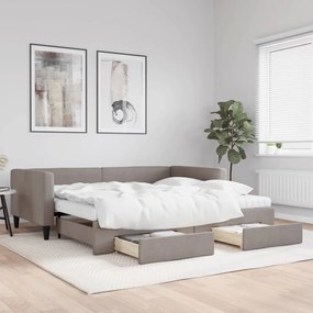 Sofá-cama c/ gavetão/gavetas 100x200cm tecido cinza-acastanhado