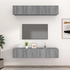 Móveis TV 4 pcs 80x30x30cm derivados de madeira cinzento sonoma