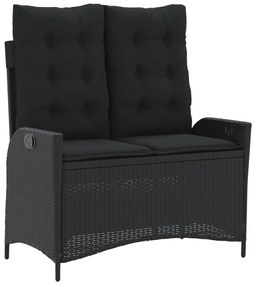 4 pcs conjunto de jardim p/ jardim c/ almofadões vime PE preto