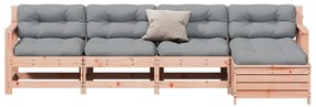 5 pcs conj. lounge jardim com almofadões madeira douglas maciça