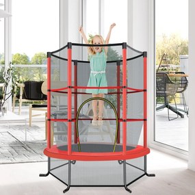 Trampolim para crianças 191 cm com rede de segurança e almofada para molas recreativas Estrutura em aço Vermelho