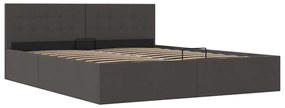 Estrutura de cama hidráulica 180x200 cm tecido cinzento-escuro