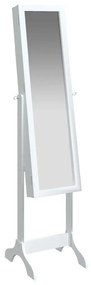 Espelho de Pé Ambra com Guarda-Jóias - Branco - Design Nórdico