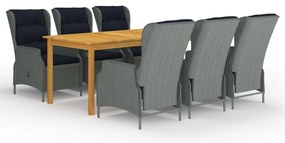 vidaXL 7 pcs conjunto de jantar para jardim cinzento-claro