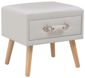 Mesa-de-cabeceira 40x35x40 cm couro artificial branco