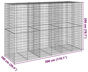 Cesto gabião com cobertura 300x100x200 cm ferro galvanizado