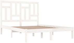 Cama sem colchão 200x200 cm madeira de pinho maciça branco