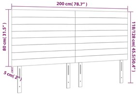 Cabeceira de cama c/ LED veludo 200x5x118/128 cm verde-escuro