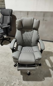 HOMCOM Cadeira de Escritório com Massagem Vibratória e Aquecimento, Cadeira Ergonômica em PU, Encosto Reclinável, Apoio de Cabeça, Cinza | Aosom Portugal