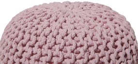 Pufe redondo em tricot rosa 40 x 25 cm CONRAD Beliani