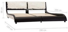 Estrutura cama c/ LED 180x200 cm couro artificial preto/branco