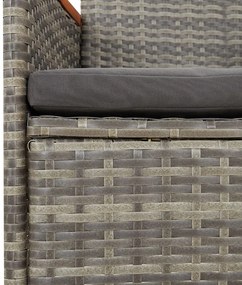 9 pcs conjunto de jantar p/ jardim c/ almofadões vime PE cinza