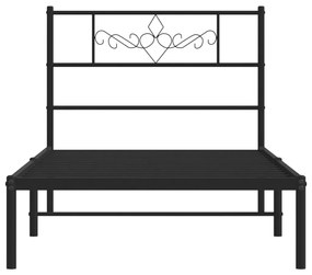 Estrutura de cama metal s/ colchão c/ cabeceira 75x190 cm preto