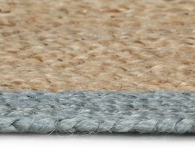 Tapete artesanal em juta com rebordo verde azeitona 120 cm