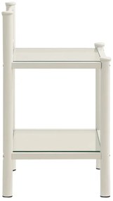 Mesas de cabeceira 2 pcs metal branco e vidro transparente