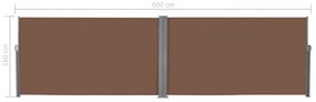 Toldo lateral retrátil 160x600 cm castanho
