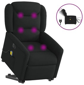 Poltrona elétrica elevatória massagens tecido preto