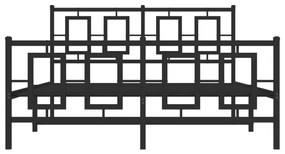 Estrutura de cama com cabeceira e pés 135x190 cm metal preto