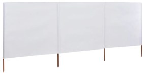 Para-vento com 3 painéis 400x80 cm tecido branco areia