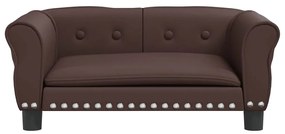 Cama para cães 70x45x30 cm couro artificial castanho