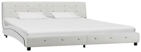 vidaXL Estrutura de cama em couro artificial 180x200 cm branco