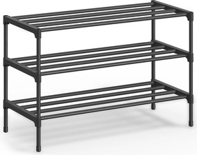 Sapateira em metal  3 níveis 62,3 x 30 x 55 cm, empilhável preta