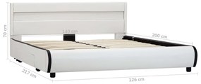 Estrutura de cama com LED 140x200 cm couro artificial branco