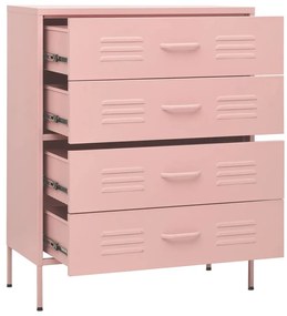 Cómoda/aparador com gavetas aço 80x35x101,5 cm rosa