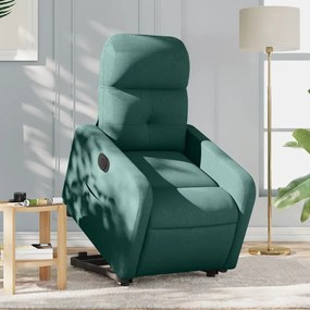 vidaXL Poltrona reclinável elevatória elétrica tecido verde-escuro